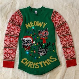 Meowy Christmas lights cat ugly Christmas sweater Meowy Christmas lights cat ugly Christmas sweater